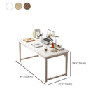 Brown Rectangle Butcher Block H-Shape Writing Desk Image - 41