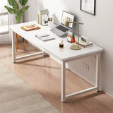 Brown Rectangle Butcher Block H-Shape Writing Desk Image - 4