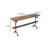 Brown Rectangle Distressed Wood Bar Table With Footrest Image - 16