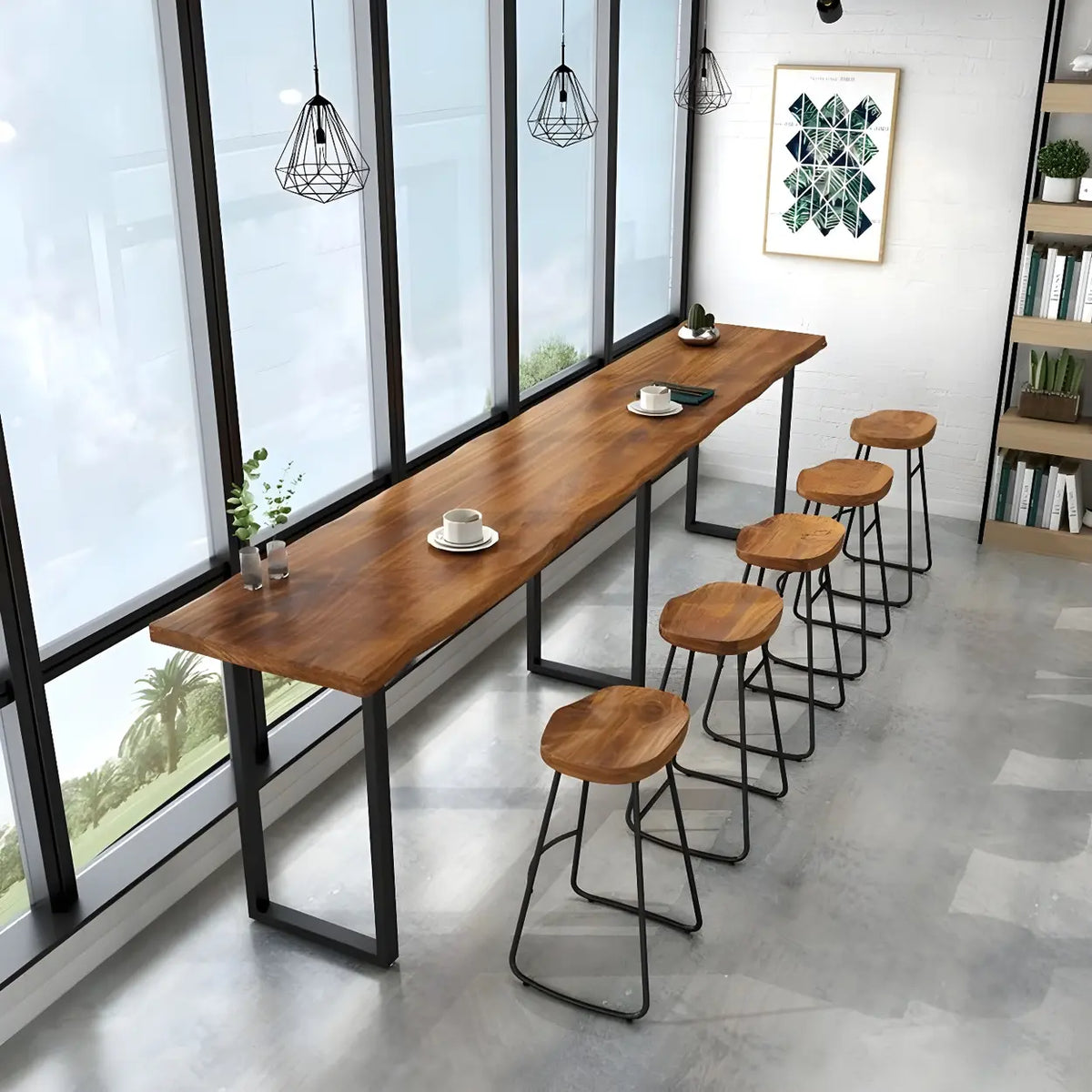 Brown Rectangle Pine Wood Tall Bar Table – Homebaa