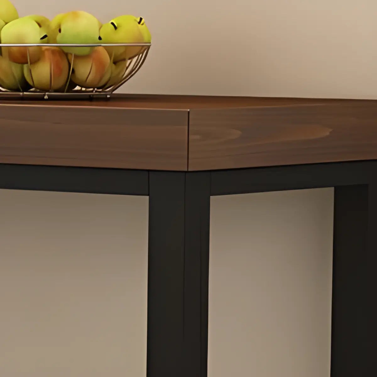 Brown Rectangle Wood Entertaining Bar Table With Footrest Image - 8
