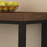 Brown Rectangle Wood Entertaining Bar Table With Footrest Image - 8