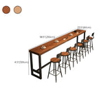 Brown Rectangle Wood Large Bar Table with Metal Legs Image - 22