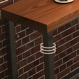 Brown Rectangle Wood Large Bar Table with Metal Legs Image - 8