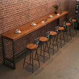 Brown Rectangle Wood Large Bar Table with Metal Legs Image - 9