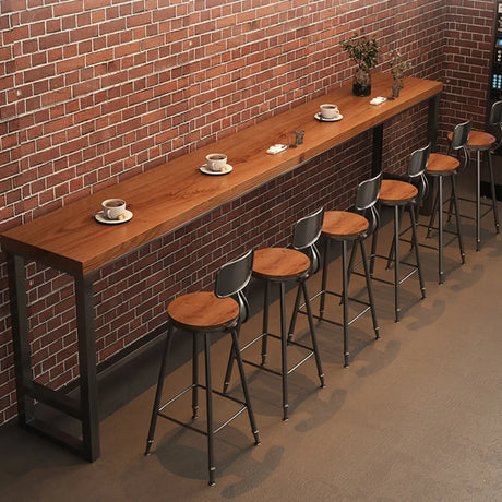 Brown Rectangular Long Wood Large Dining Bar Table Image - 1