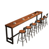 Brown Rectangular Long Wood Large Dining Bar Table Image - 2