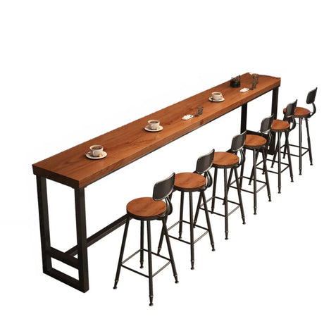 Brown Rectangular Long Wood Large Dining Bar Table Image - 2