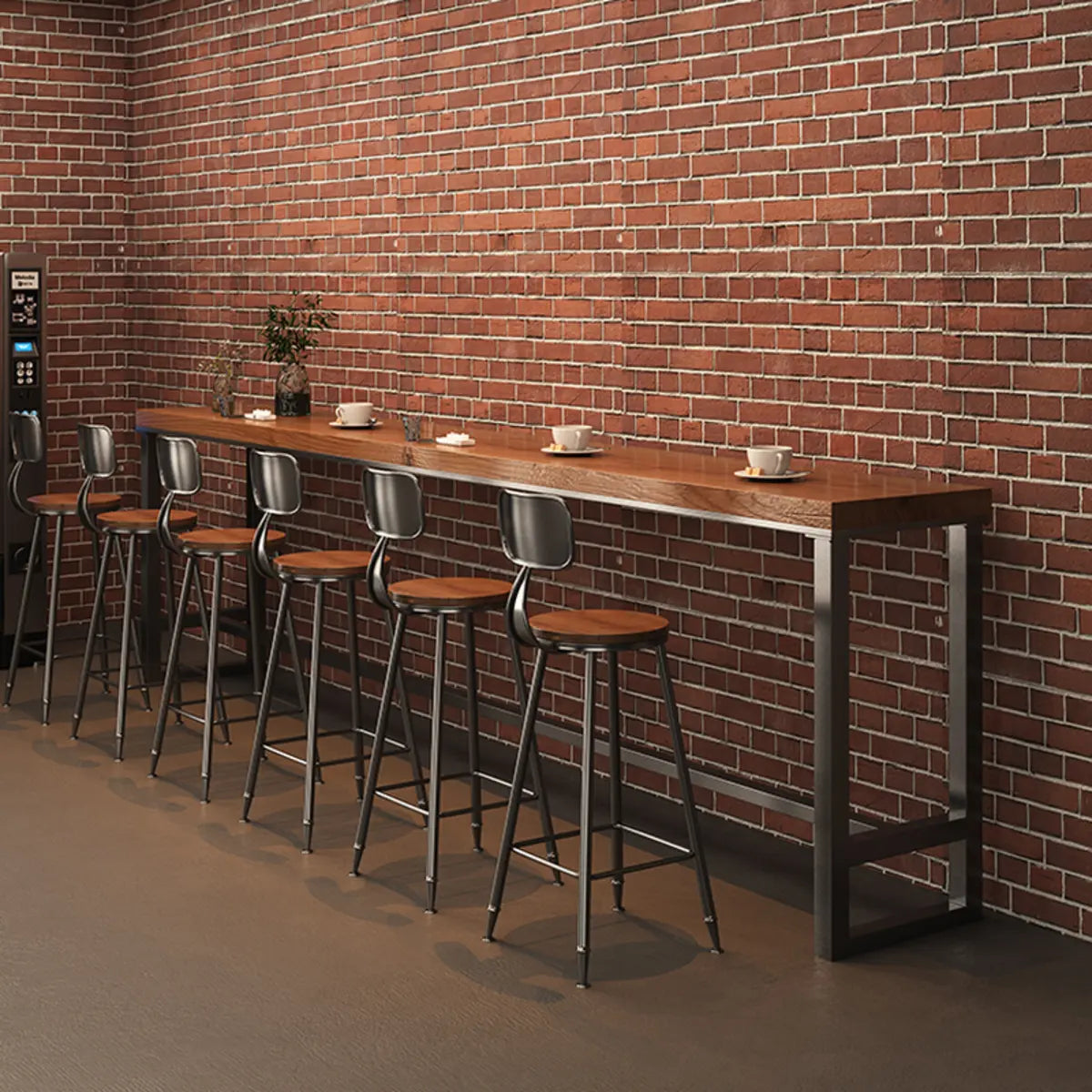 Brown Rectangular Long Wood Large Dining Bar Table Image - 3