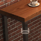 Brown Rectangular Long Wood Large Dining Bar Table Image - 7