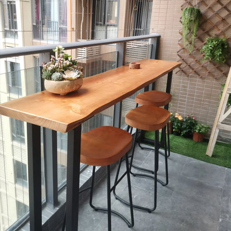 Brown Rectangular Pine Long Bar Table for Dining Image - 2