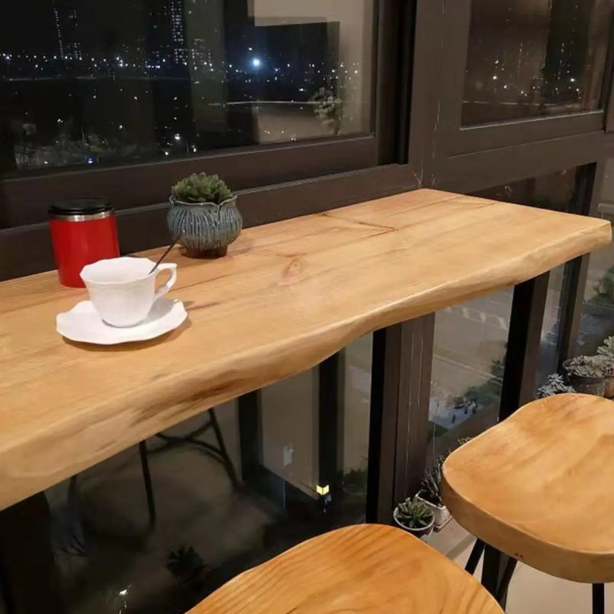 Brown Rectangular Pine Long Bar Table for Dining Image - 4
