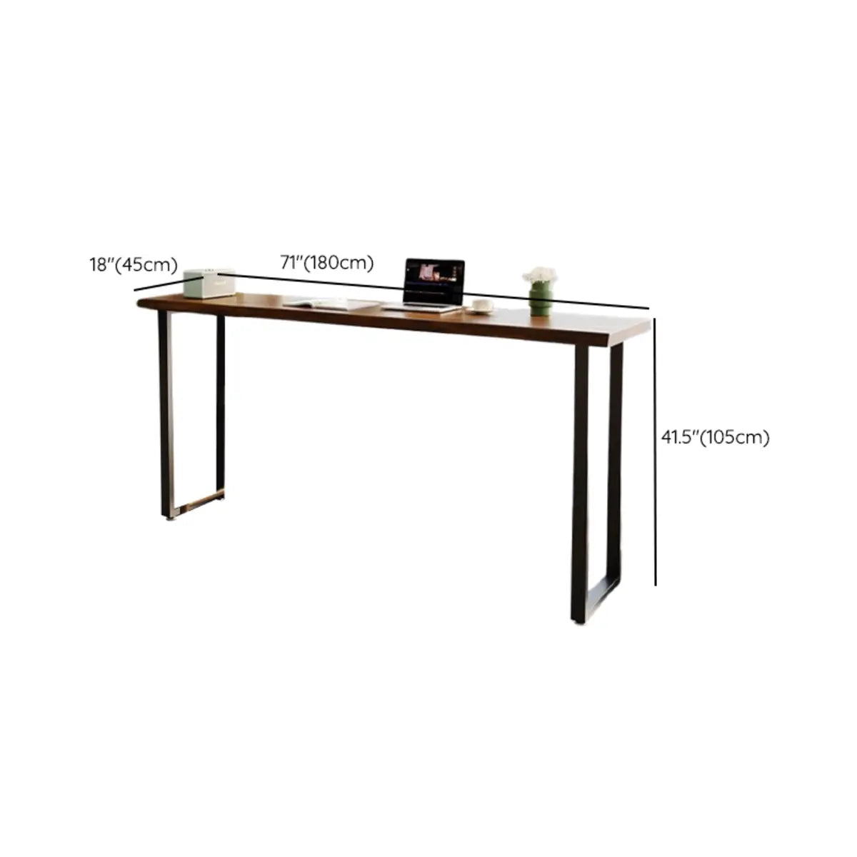 Brown Rectangular Slim Long Wood Tall Dining Bar Table Image - 12