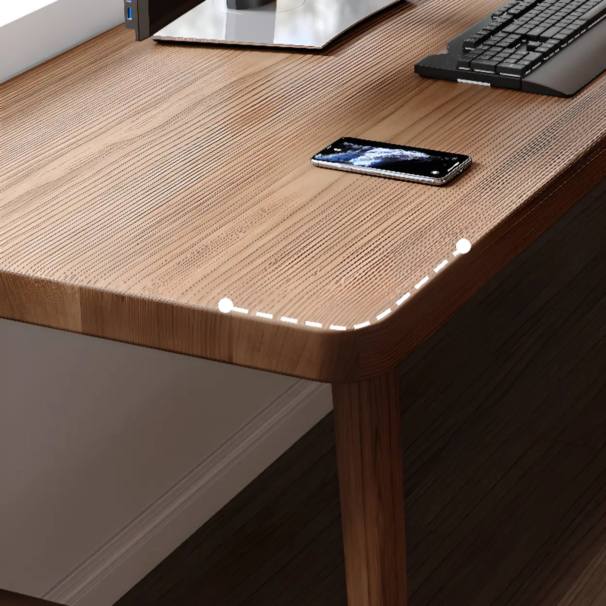 Brown Rectangular Standard Wooden Computer Desk Image - 3