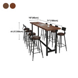 Brown Rectangular Wood Bar Table With Footrest Image - 25