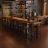 Brown Rectangular Wood Bar Table With Footrest Image - 4