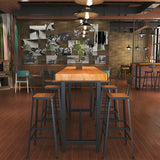 Brown Rectangular Wood Bar Table With Footrest Image - 7