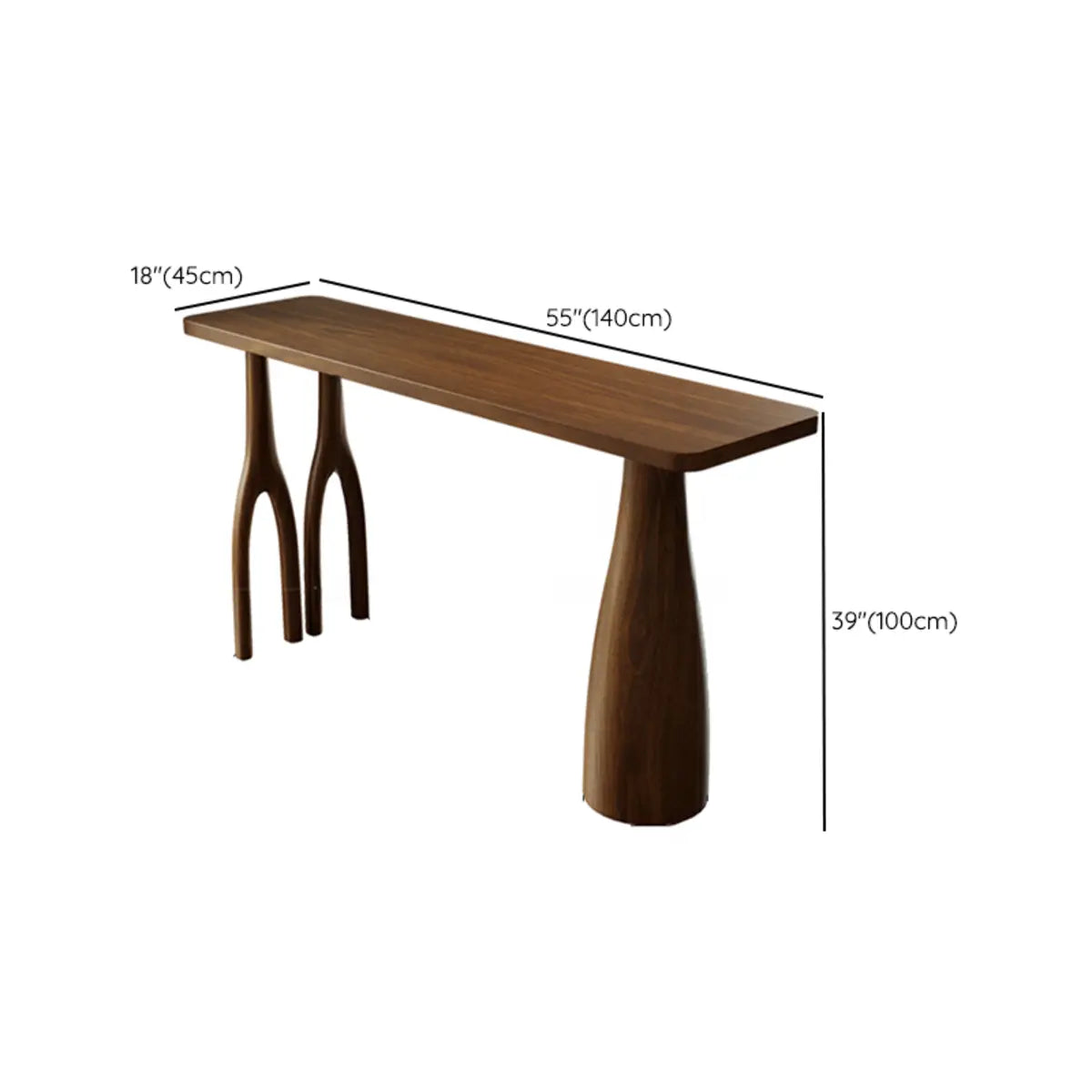 Brown Rectangular Wood Large Bar Table with Pedestal Image - 10