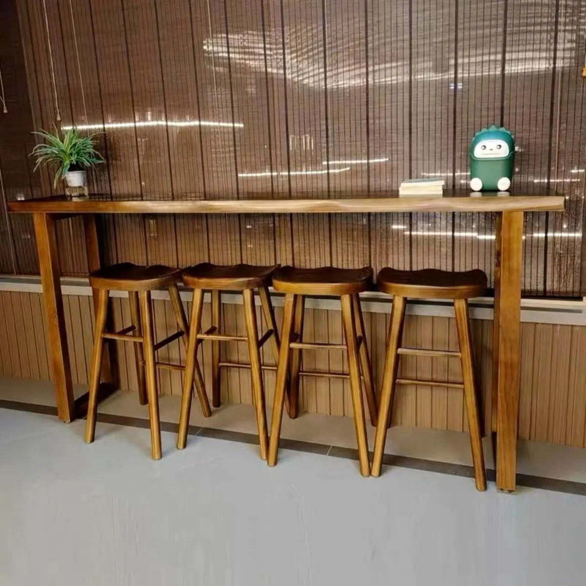 Brown Rectangular Wood Large Bar Table with Sled Base Image - 1