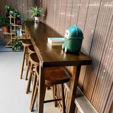 Brown Rectangular Wood Large Bar Table with Sled Base Image - 3