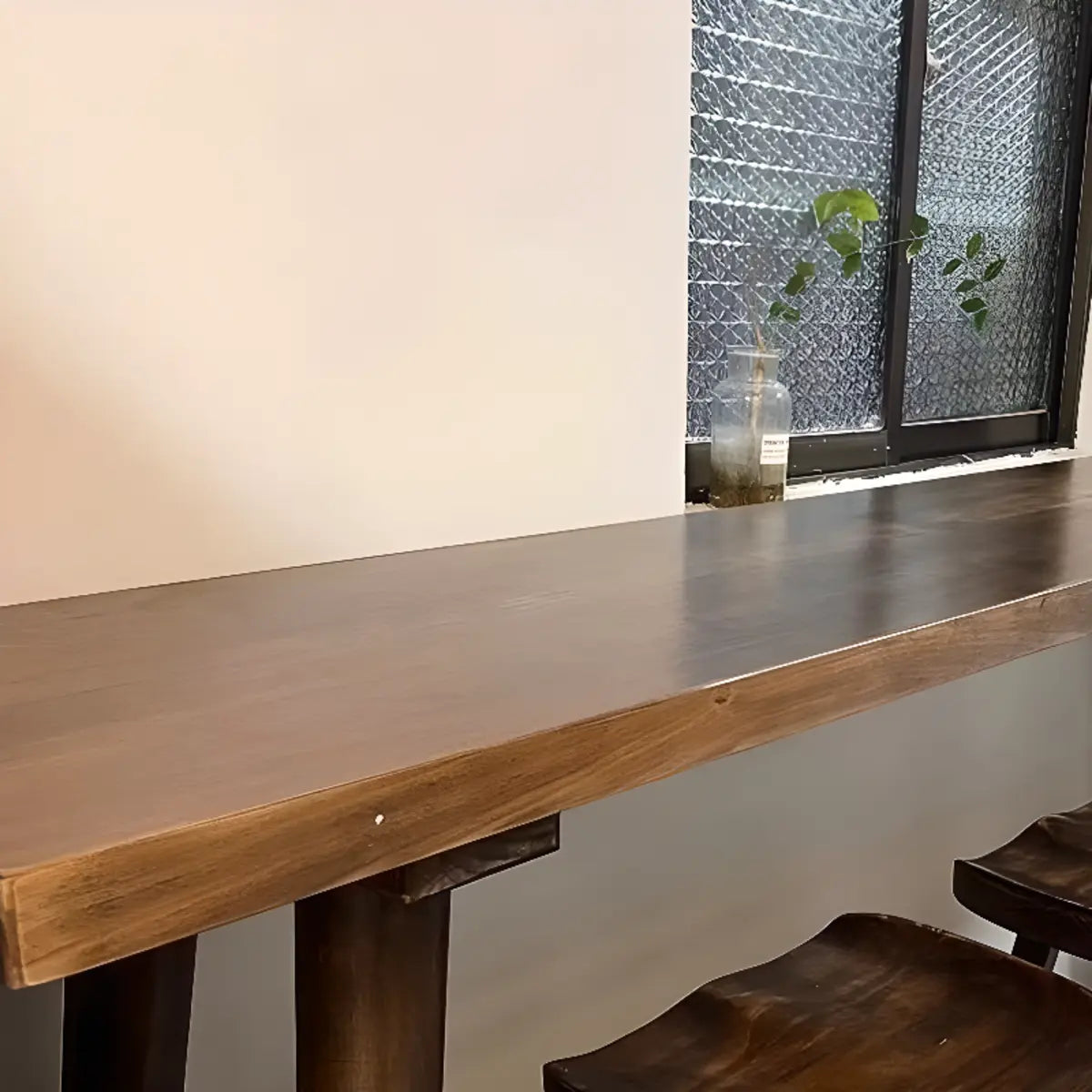 Brown Rectangular Wood Large Bar Table with Sled Base Image - 4