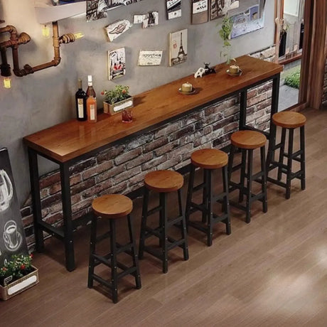 Brown Rectangular Wood Large Functional Bar Table Image - 1