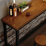 Brown Rectangular Wood Large Functional Bar Table Image - 10