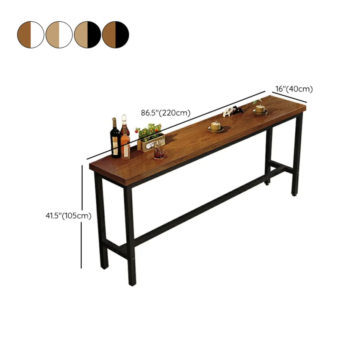 Brown Rectangular Wood Large Functional Bar Table Image - 17