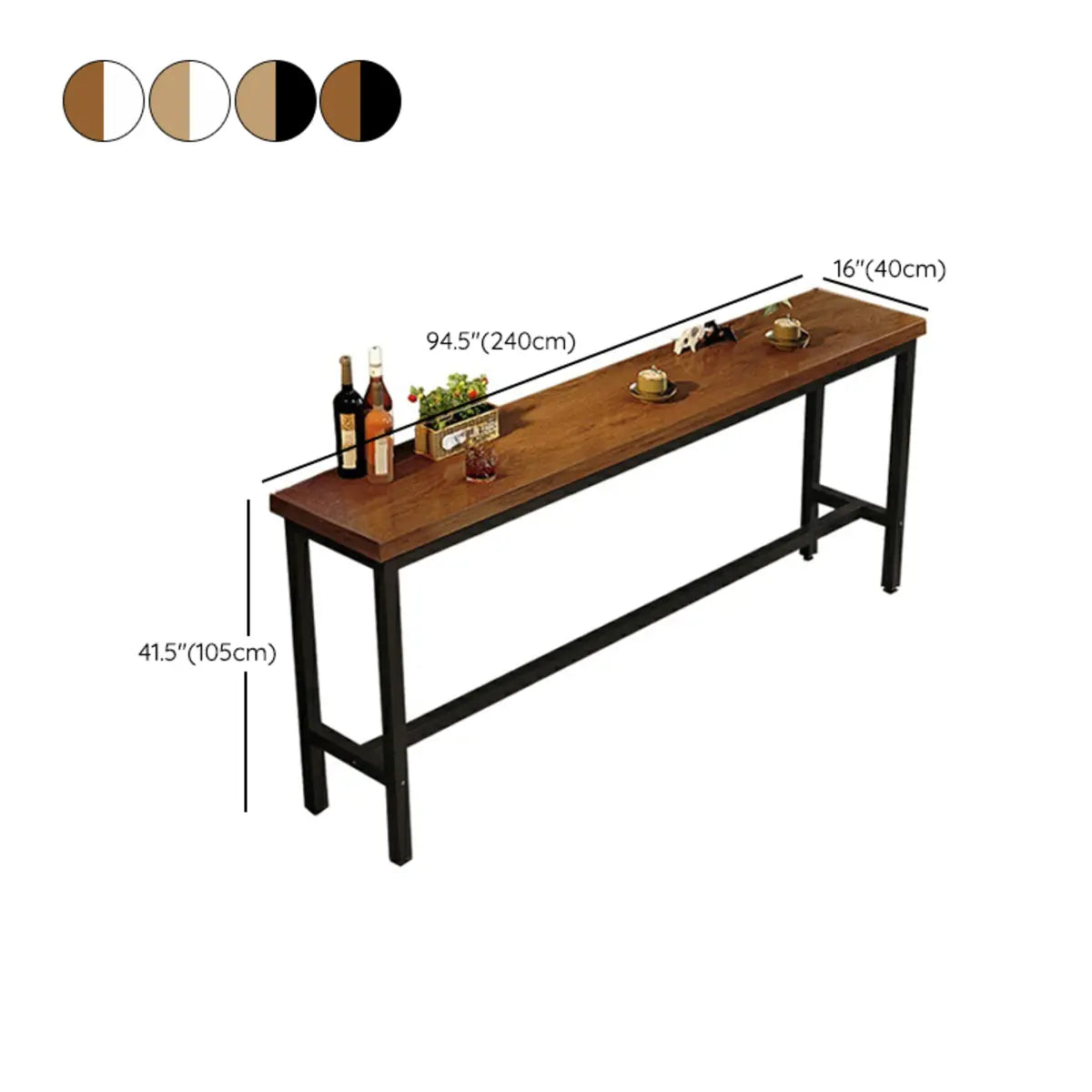 Brown Rectangular Wood Large Functional Bar Table Image - 18