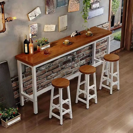 Brown Rectangular Wood Large Functional Bar Table Image - 2