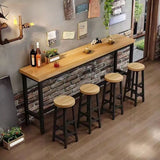 Brown Rectangular Wood Large Functional Bar Table Image - 5