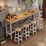 Brown Rectangular Wood Large Functional Bar Table Image - 7