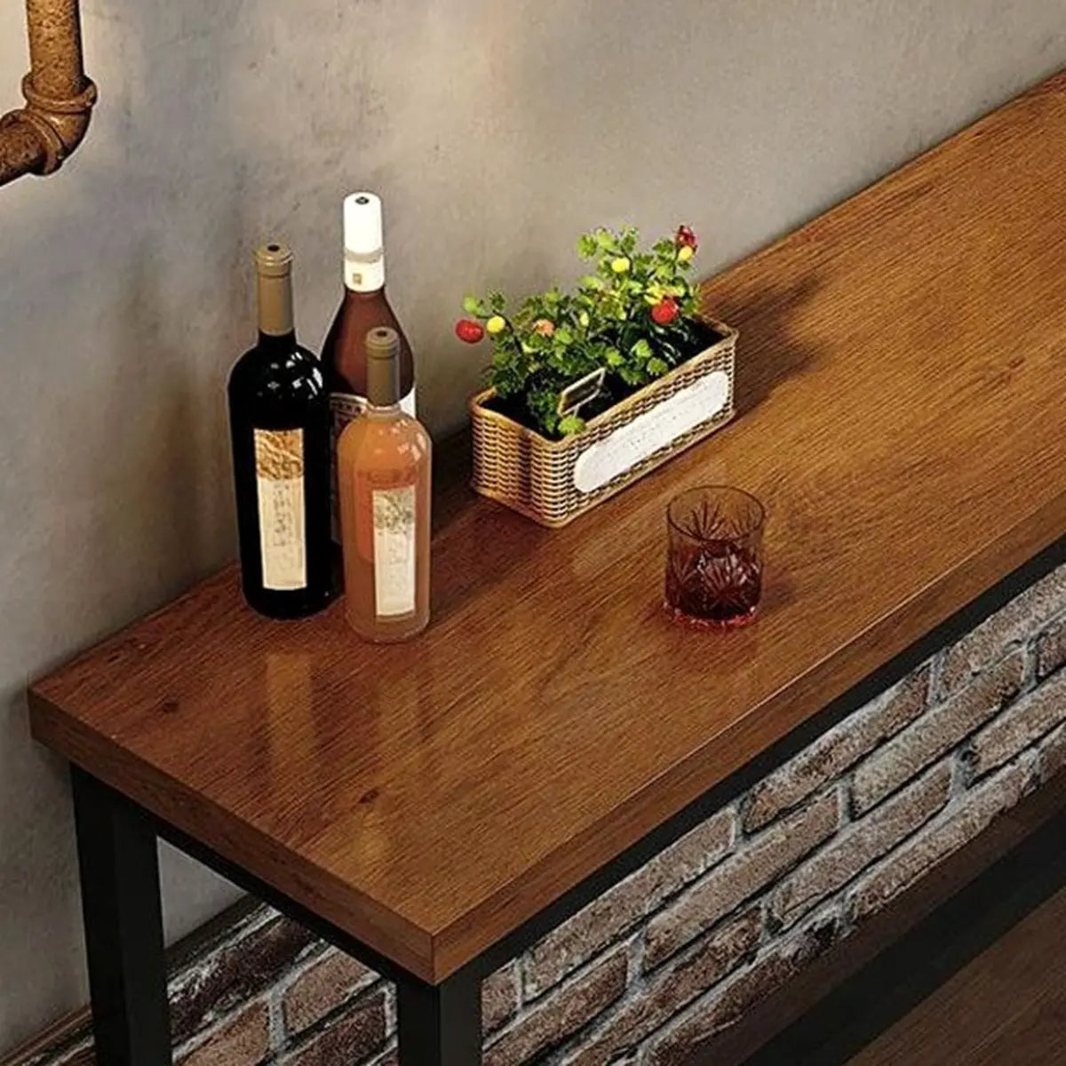 Brown Rectangular Wood Large Functional Bar Table Image - 9