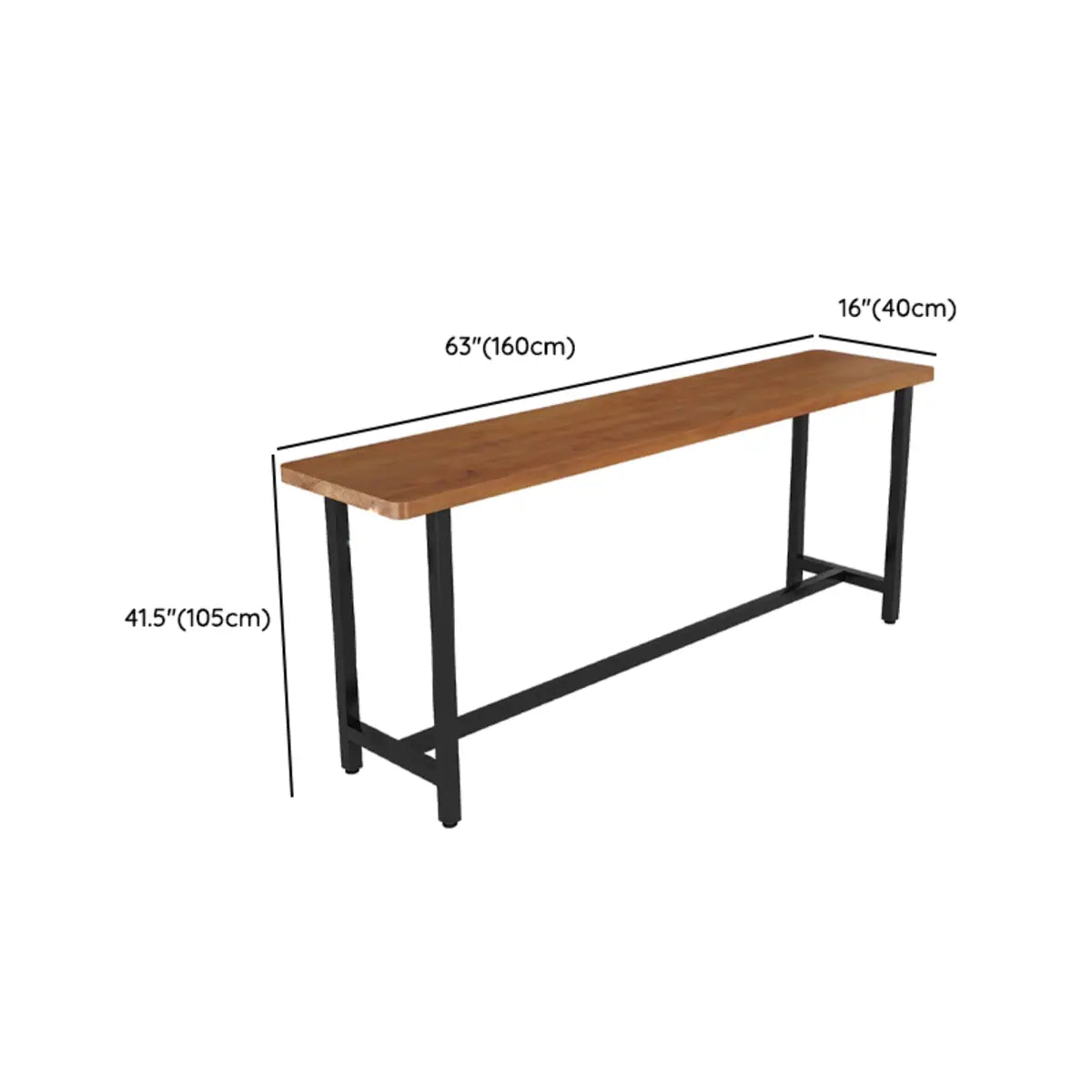 Brown Rectangular Wood Long Bar Table with Footrest Image - 12