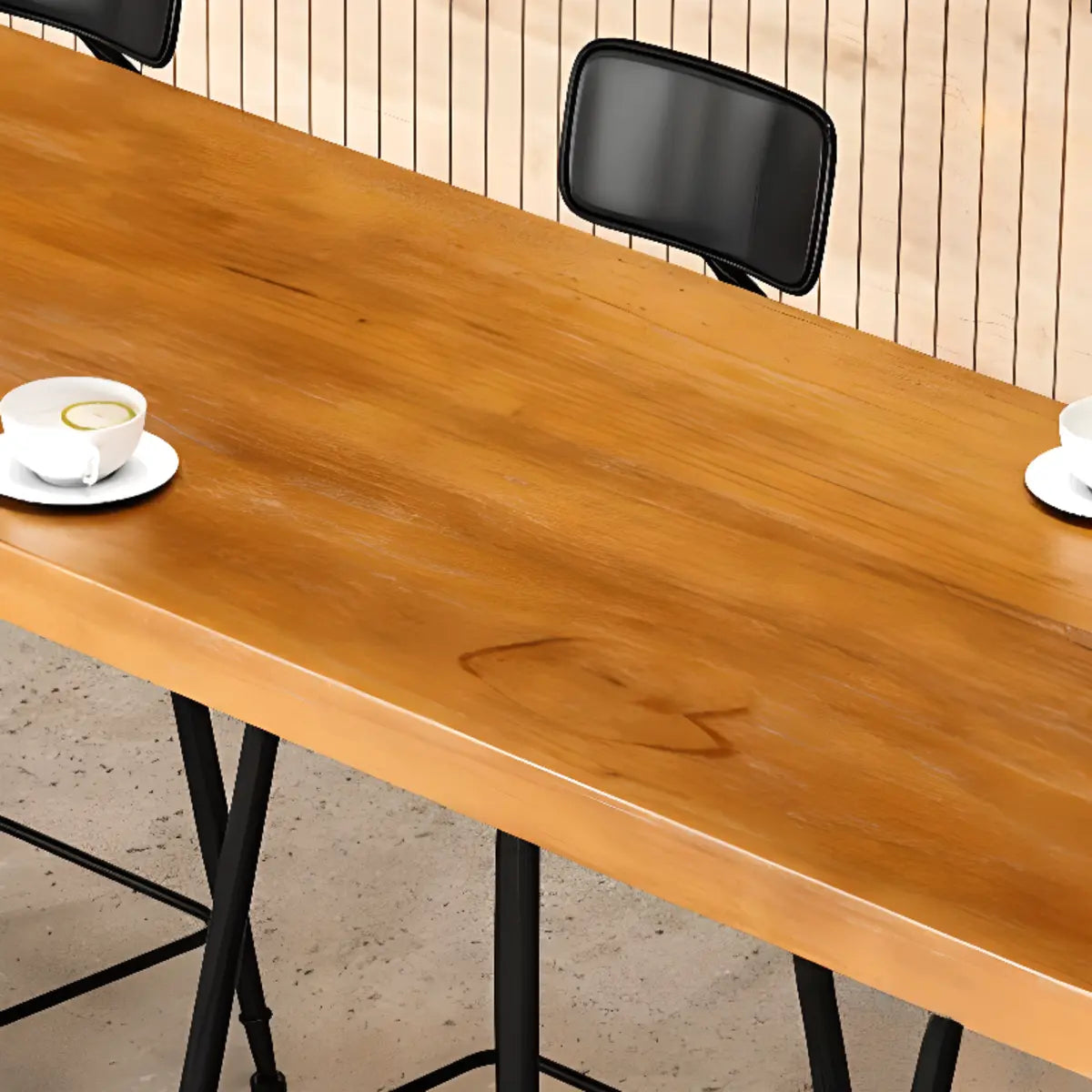 Brown Rectangular Wood Long Bar Table with Footrest Image - 7