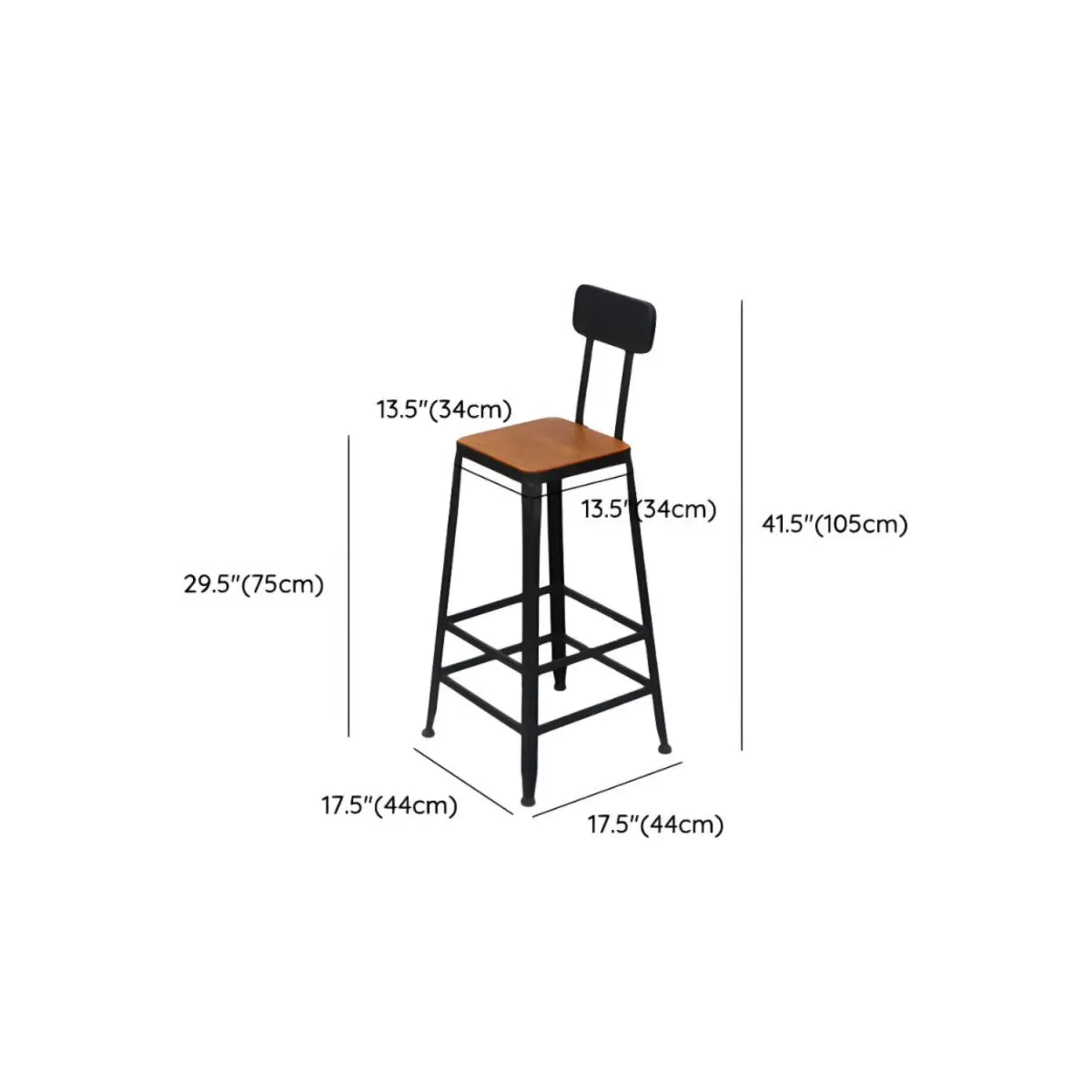 Brown Rectangular Wood Metal Long Bar Table With Footrest Image - 24