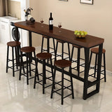 Brown Rectangular Wood Pub Bar Table with Footrest Image - 1