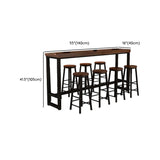 Brown Rectangular Wood Pub Bar Table with Footrest Image - 12