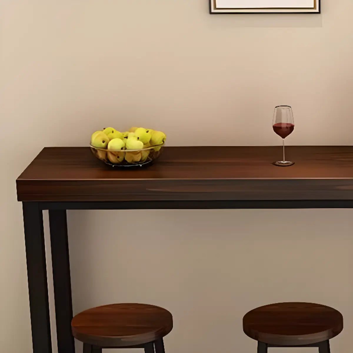 Brown Rectangular Wood Pub Bar Table with Footrest Image - 7