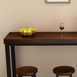 Brown Rectangular Wood Pub Bar Table with Footrest Image - 7