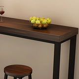 Brown Rectangular Wood Pub Bar Table with Footrest Image - 8