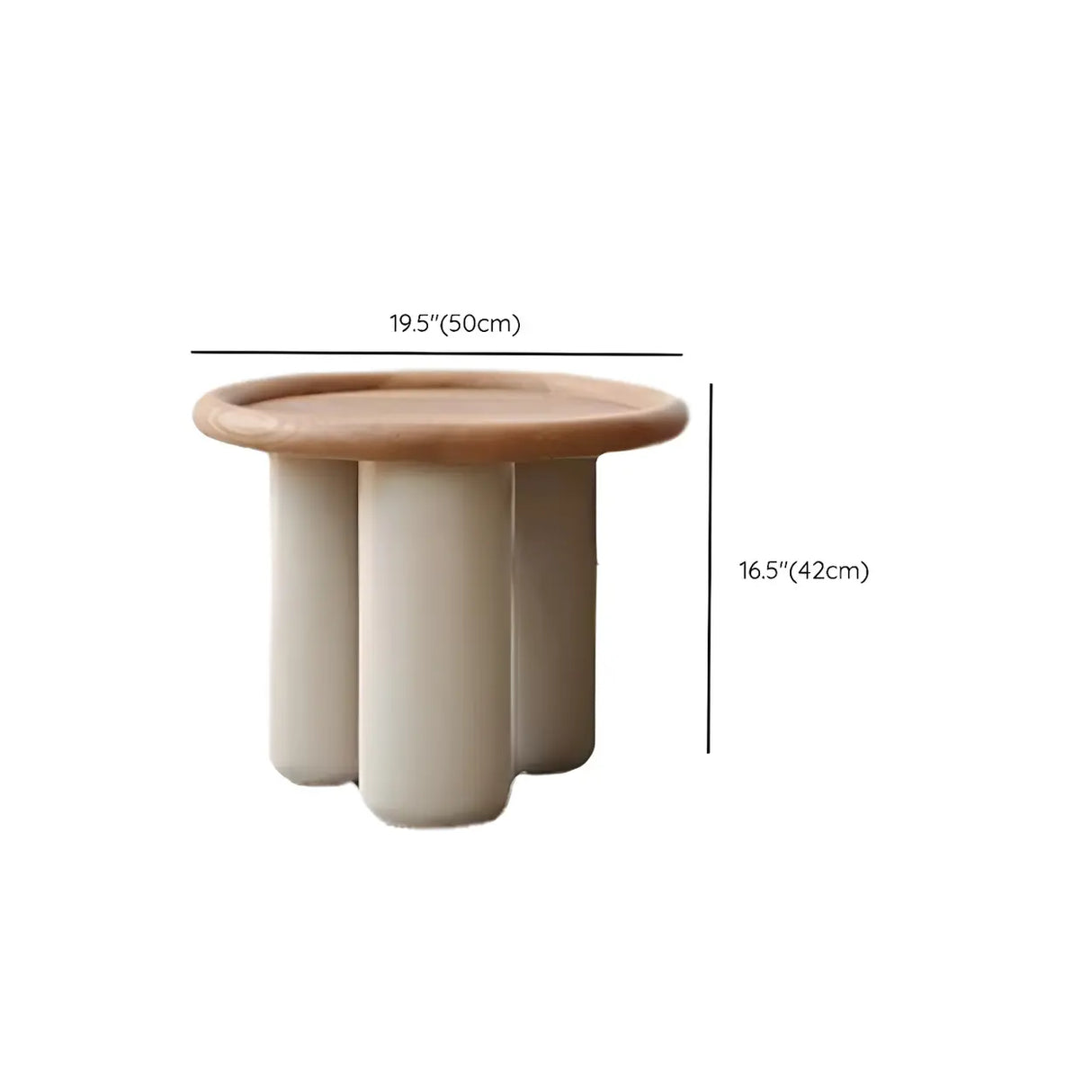 Brown Round Ash Wood Tray Top Three Leg Single Table 