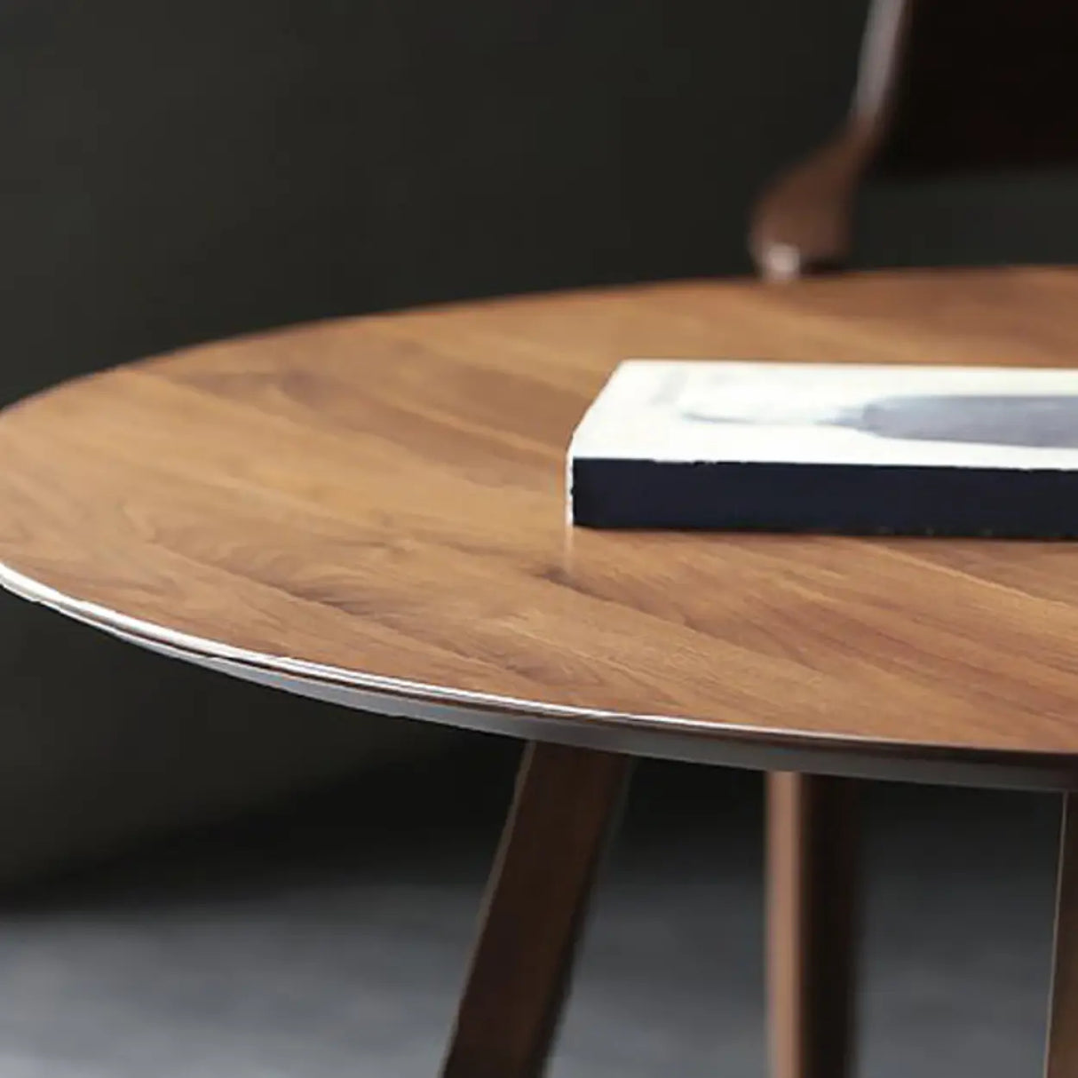 Brown Round Timber Wooden Boardroom Desk Image - 6