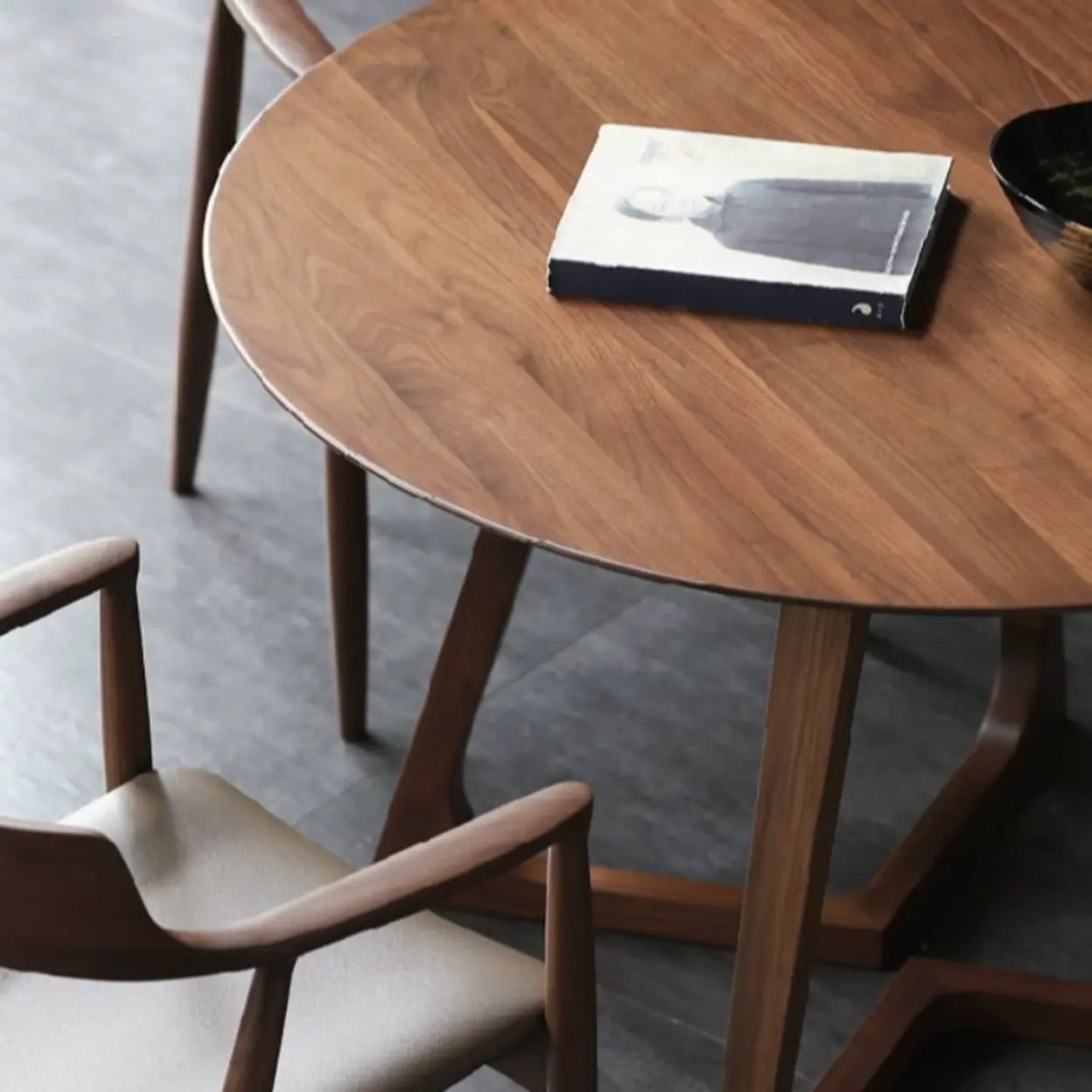 Brown Round Timber Wooden Boardroom Desk Image - 7