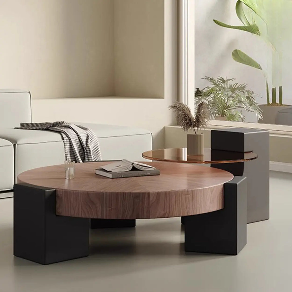 Brown Round Wood Nesting Coffee Tables with Three Leg – Homebaa
