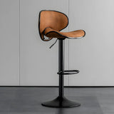 Brown Saddle Fabric Adjustable Swivel Bar Stool 32 Inch Image - 1