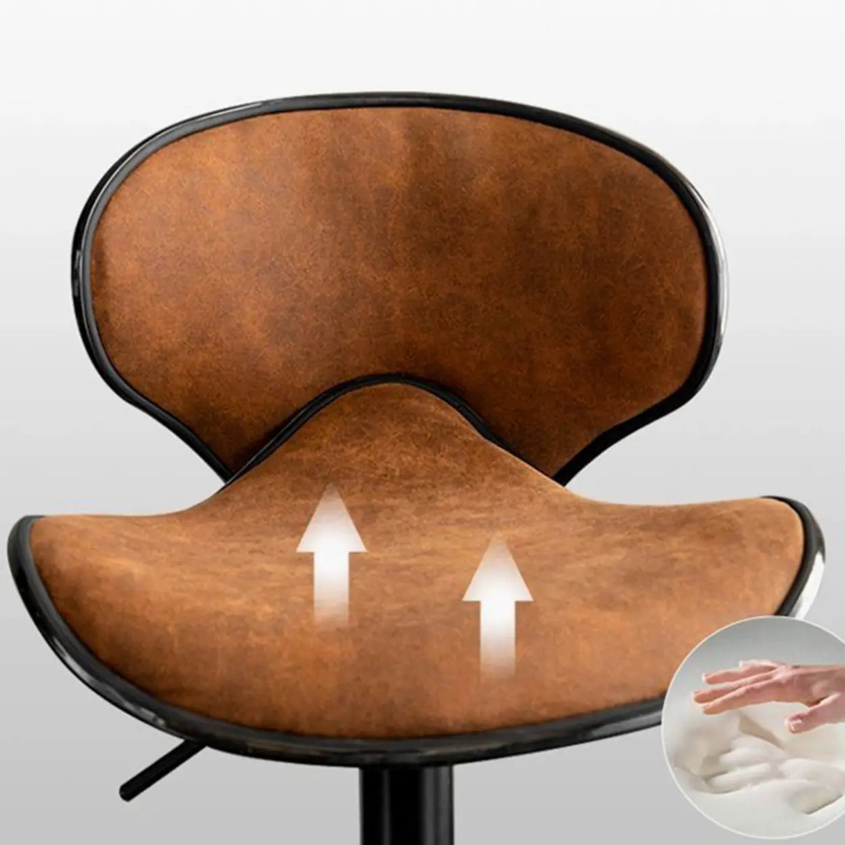 Brown Saddle Fabric Adjustable Swivel Bar Stool 32 Inch Image - 8