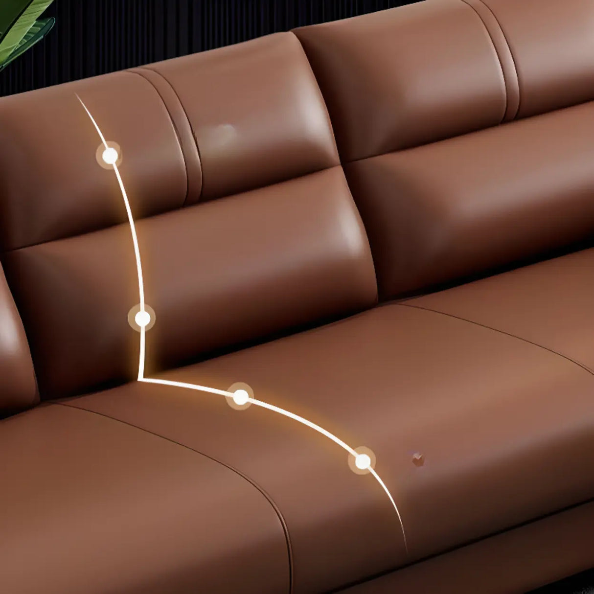 Brown Scratch Resistant Faux Leather Reception Sofa Image - 10