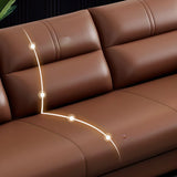 Brown Scratch Resistant Faux Leather Reception Sofa Image - 10