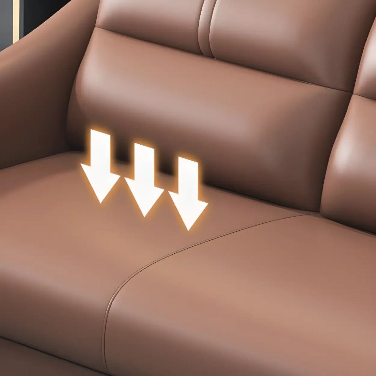 Brown Scratch Resistant Faux Leather Reception Sofa Image - 14